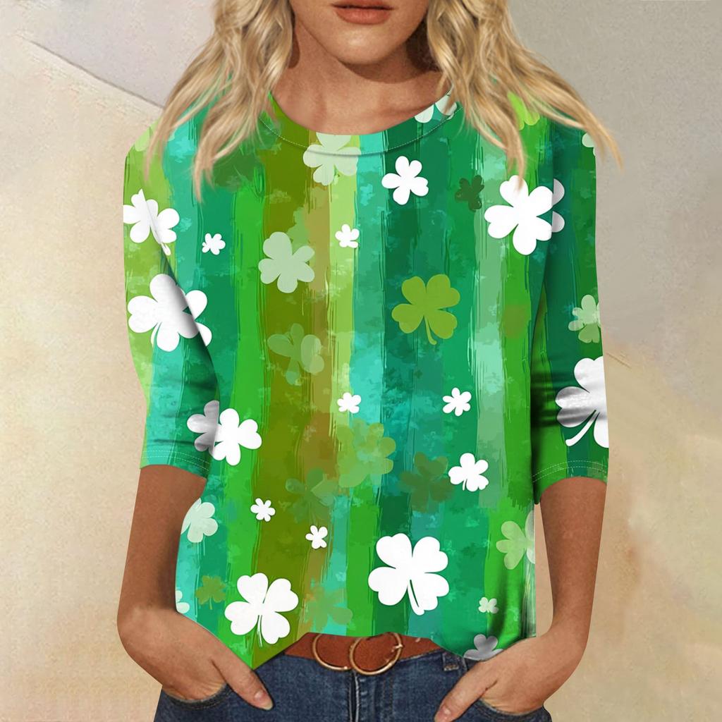 Dámský módní ležérní svetr s kulatým výstřihem a tříčtvrtečním rukávem s potiskem Saint Pao