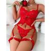 Lingerie Set Transparent Bra Set Hot Erotic Sexy Costumes Solid Color Underwear Seamless Bra Thong Garters Sexy Lingerie Sets