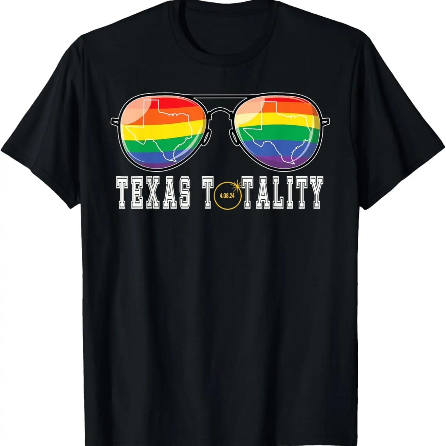 

2024 Totality 4-8-24 LGBTQ Sunglasses Texas Solar Eclipse T-Shirt XXXXXL чорний
