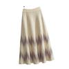 Autumn/Winter Knitted Skirt for Women Geometric Pattern Medium Length High Waisted Skirt A-line Long Skirt