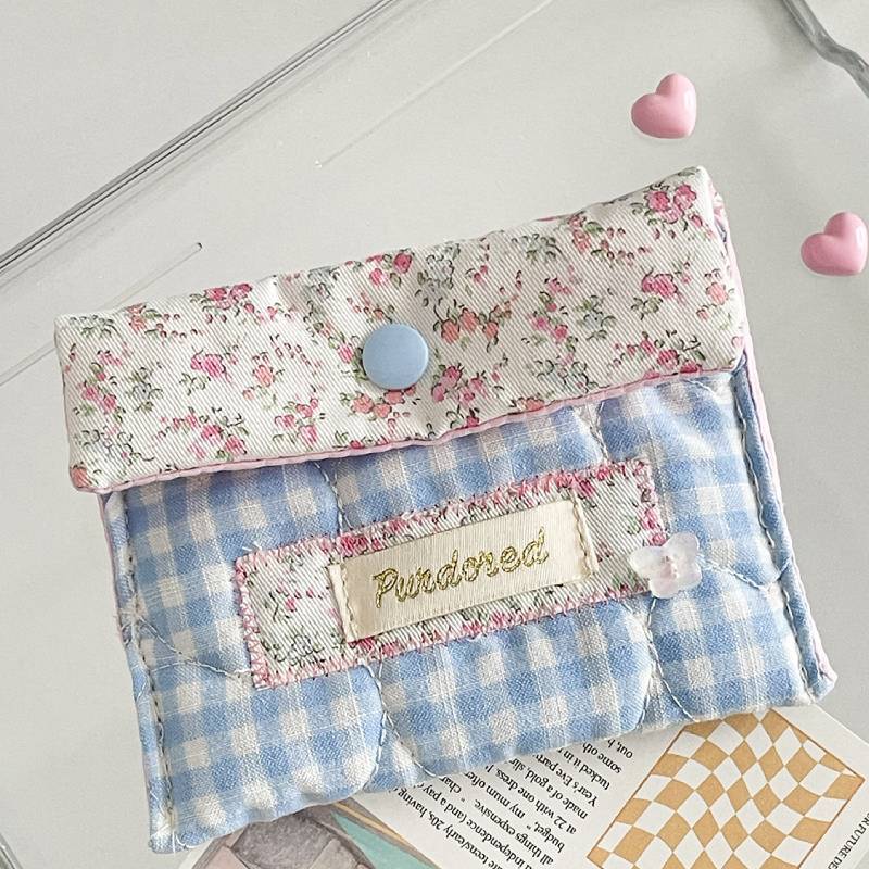 Cotton Flower Pattern Portable Storage Pouch For Daily Use And Travel