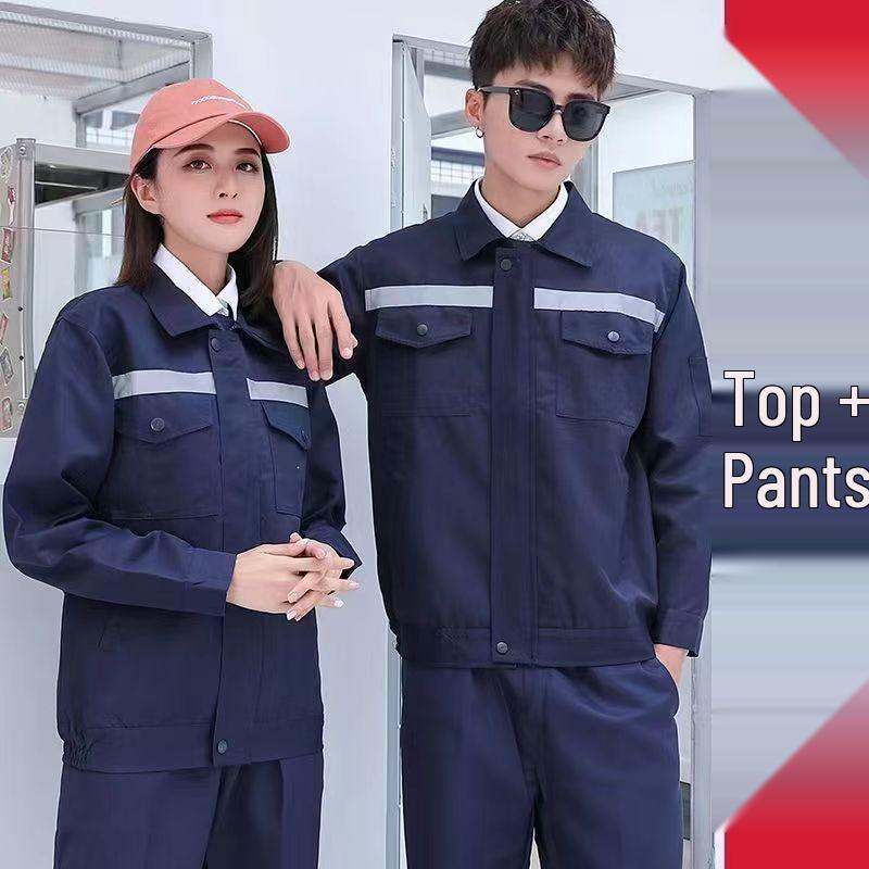 Men's Polyester Long-Sleeve Workwear Set - Moisture-Wicking Uniform for Auto Repair and Labor Protection