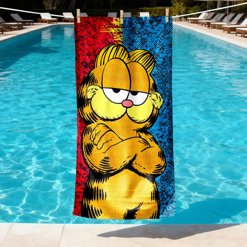 Garfield Print Beach Towel Design, Soft, Lightweight. for Home Bathroom, Spa, Pool, Yoga, Surfing, Camping, Gift for Family, Friend