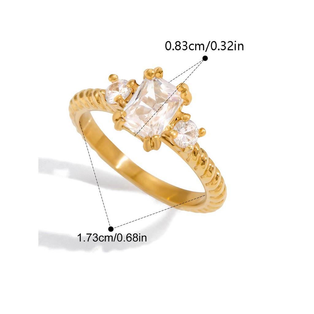 Yori White Colorful Shiny Cubic Zirconium Metal Geometric Creative Ring Women Daily Fashion Jewelry Accessories Gift