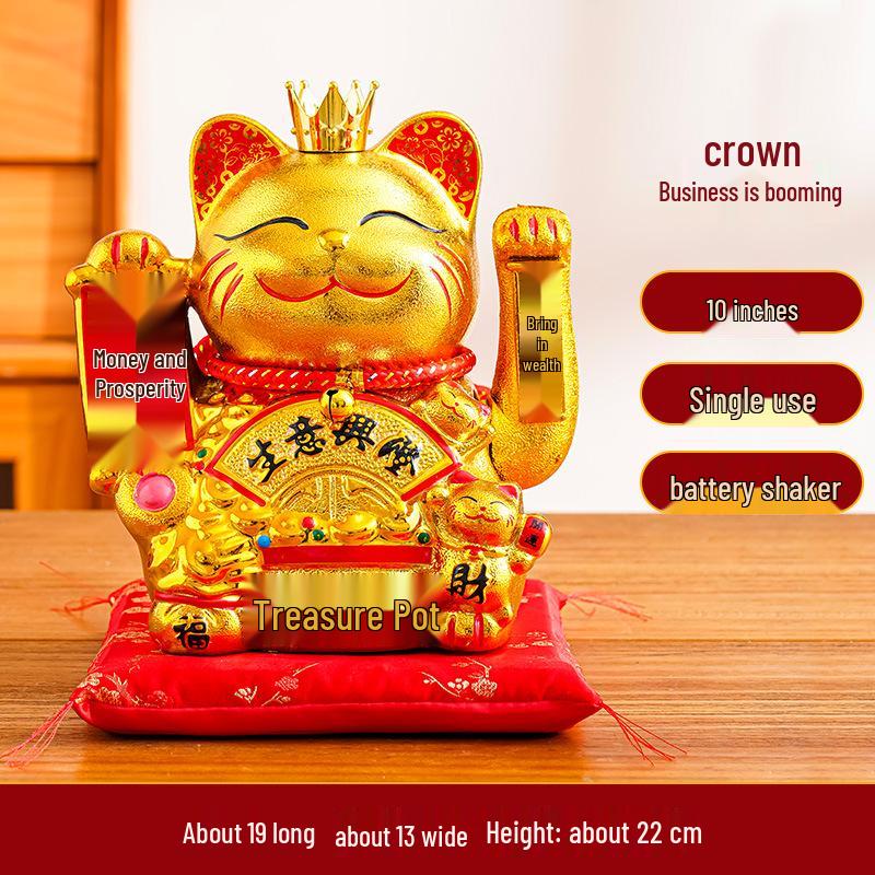 Ceramic Lucky Cat Figurine with Waving Hand – Customizable Gold Shop Gift for 2026 Opening Ceremony