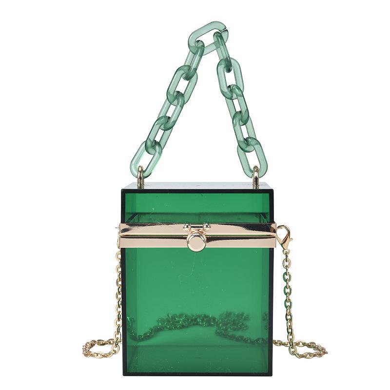 2025 summer Korean version acrylic transparent box chain small square bag portable shoulder messenger women's bag portable