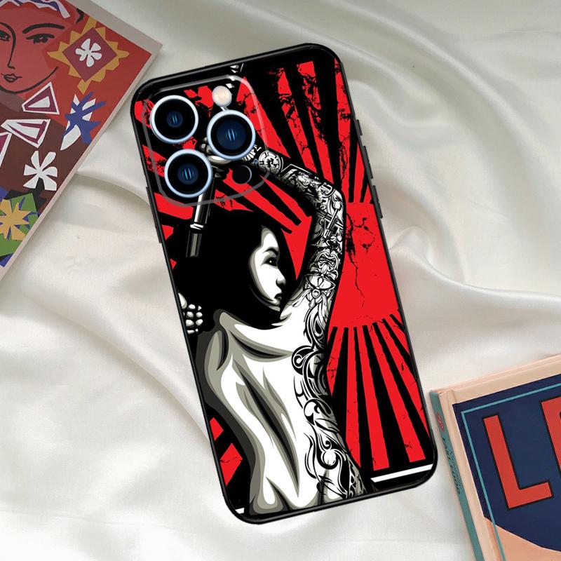 Japanese Samurai Warrior Geisha Phone Case For iPhone 16 14 13 12 11 15 17 Pro Max 15 16 Plus 13 Mini 16e 17 Air Funda Cover