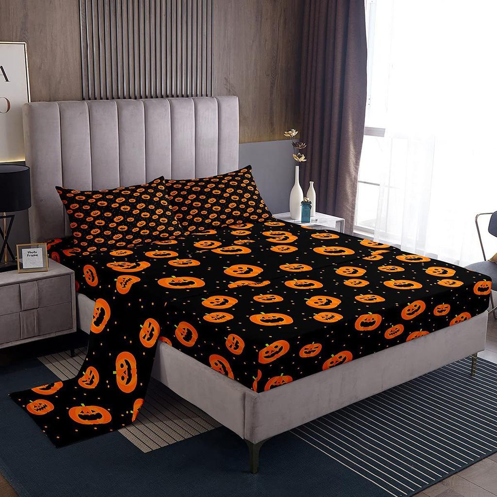 Halloween-Themed Pattern Mattress Four-Piece Bedding Set Bedroom Dormitory Bedding Decoration