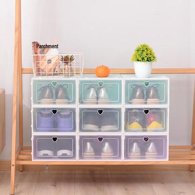 Stackable Transparent Flip-Top Shoe Storage Box - Large, Dustproof PP Plastic Drawer for Living Room