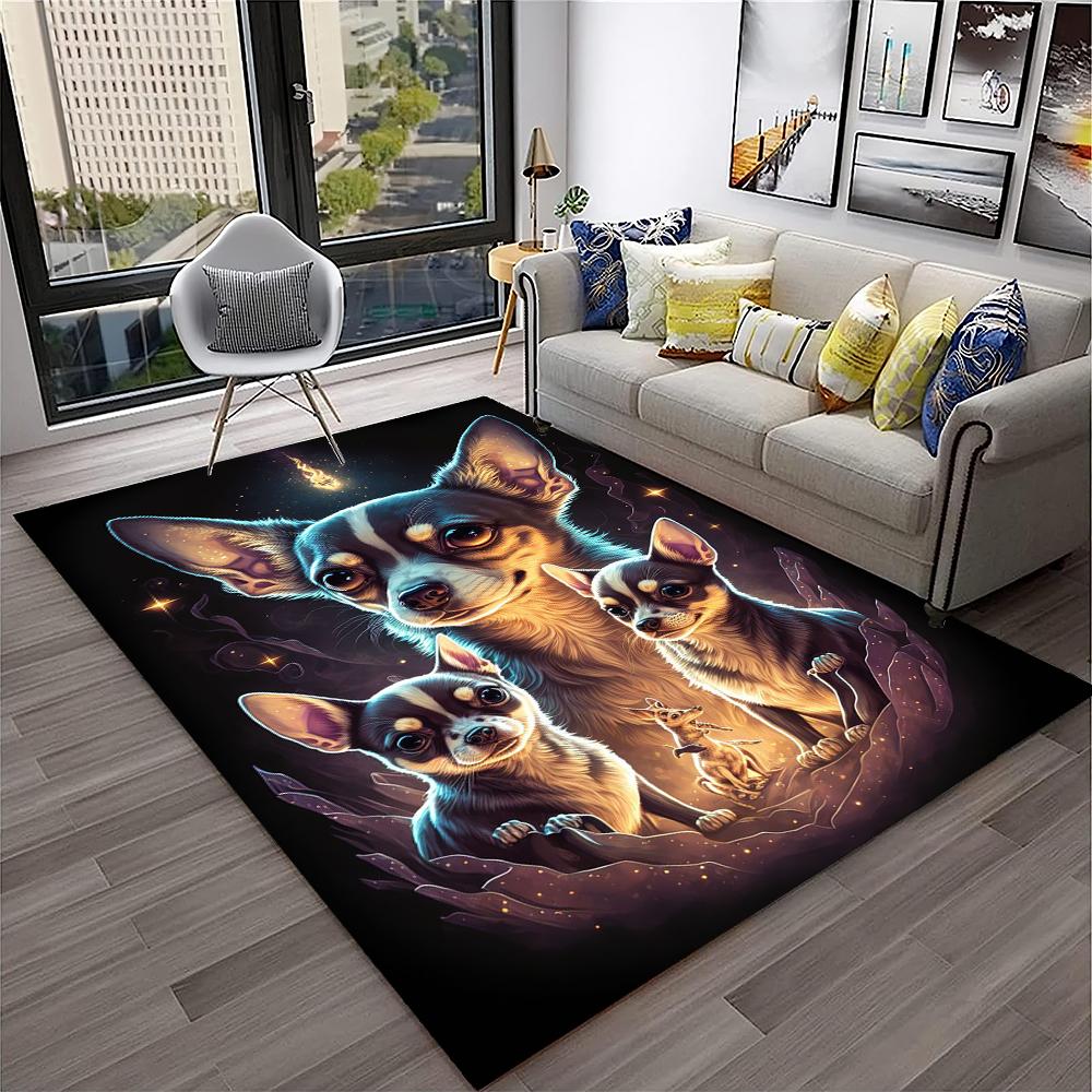 Süßer Hund Samojede, Chihuahua, Zwergspitz, Husky Cartoon Teppich für Zuhause Wohnzimmer Schlafzimmer Sofa Fußmatte Dekoration, Kinder Rutschfest