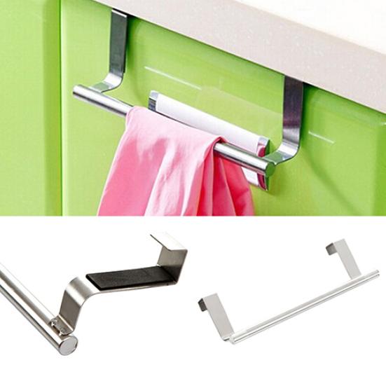 Bathroom Kitchen Cabinet Over Door Hanging Stainless Steel Towel Rack Holder Hanger