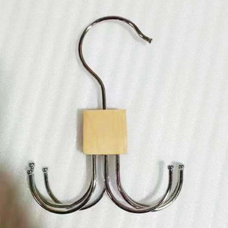 Вешалка-крючок с шестью зубцами из массива дерева для одежды, шляп, ремней и сумок