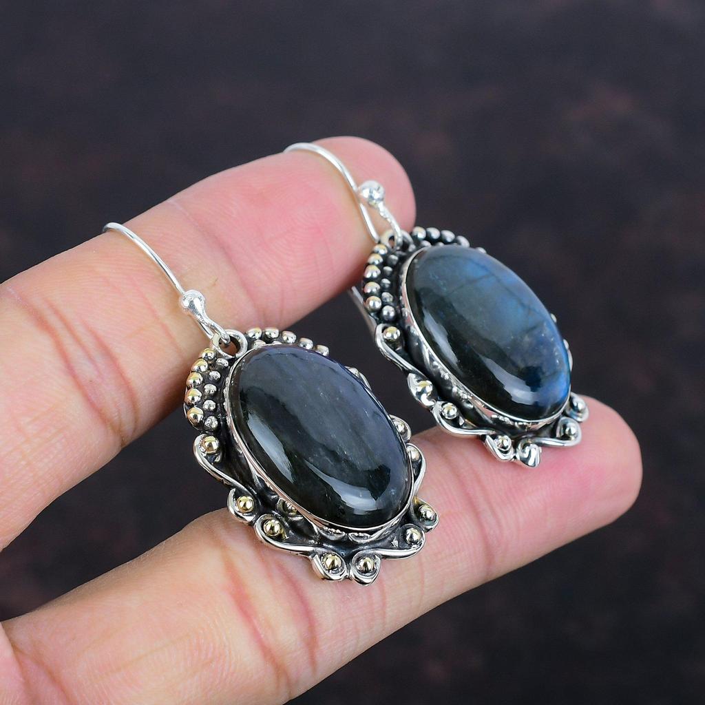 Labradoritörhänge Handgjorda Smycken Ädelstensörhängen 925 Sterling Silver Örhänge Underbart Hängande Örhänge Födelsesten Smycken Gåvor Till Henne