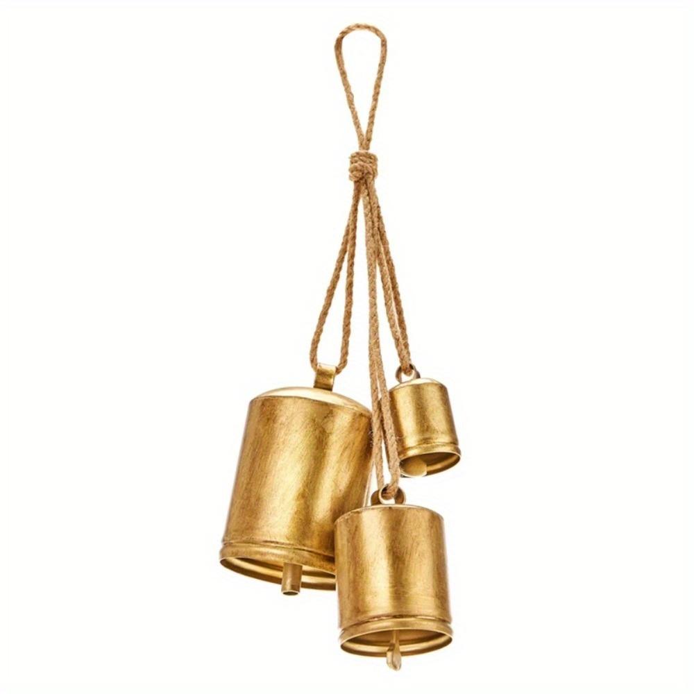 3Pcs/Set Christmas Bells Rustic Christmas Decor Vintage Style Brass Shabby Chic Decorations