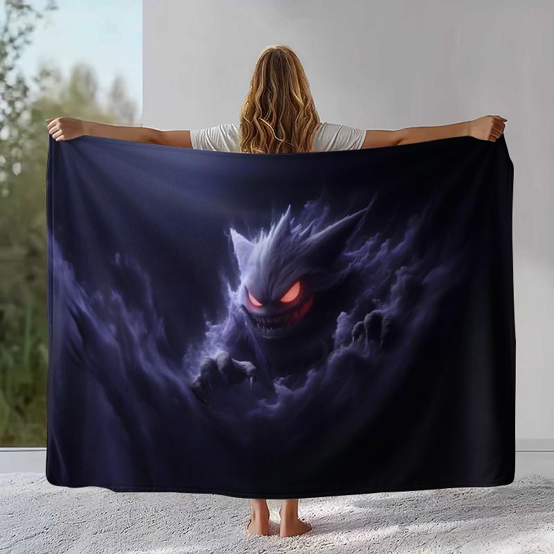 

Gengar Pokemon Cartoon Ectoplasma Flannel Blanket,Ultra Soft Warm Plush Throw for Home Bedroom Bed Sofa Cover Picnic gift 75x90cm