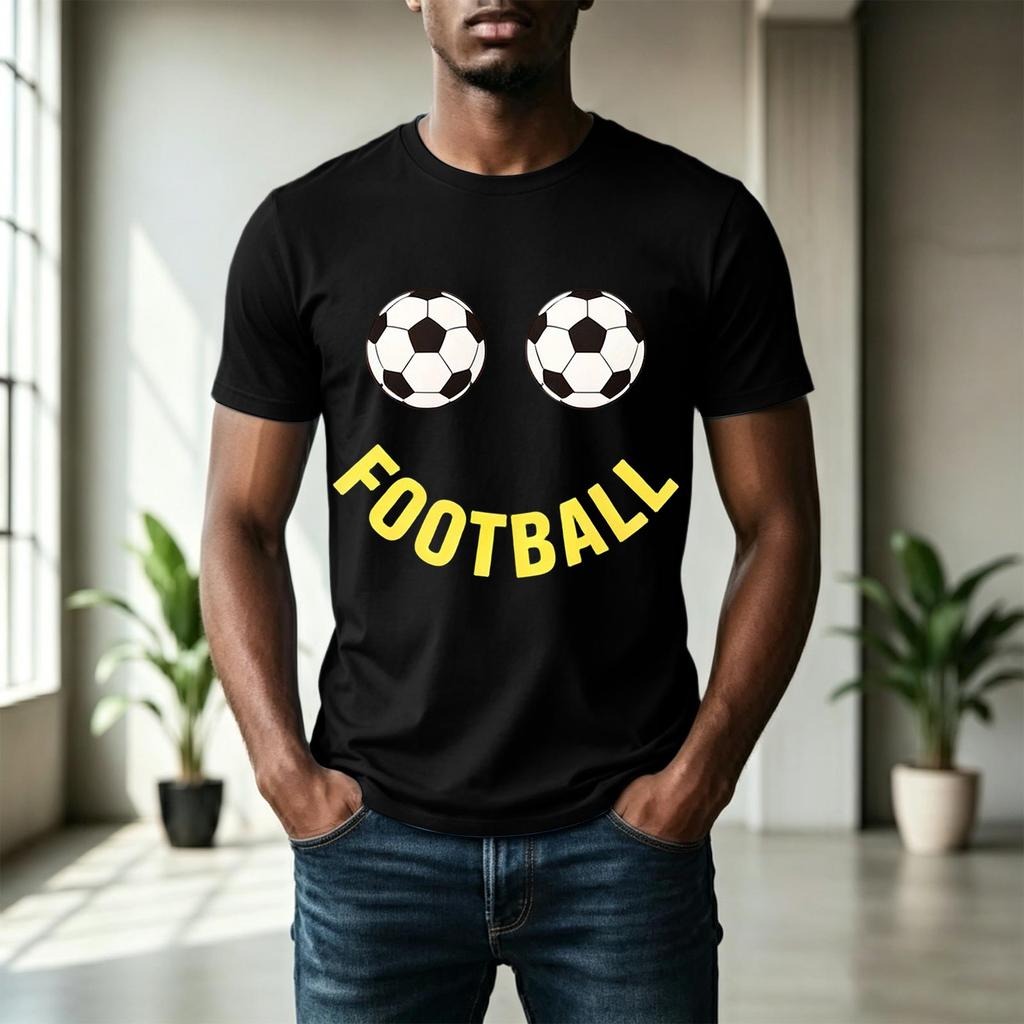 Men's Short Sleeve Crew Neck T-Shirt with Football Print Graphic Casual Fit Comfortable Soft Fabric Lightweight Design