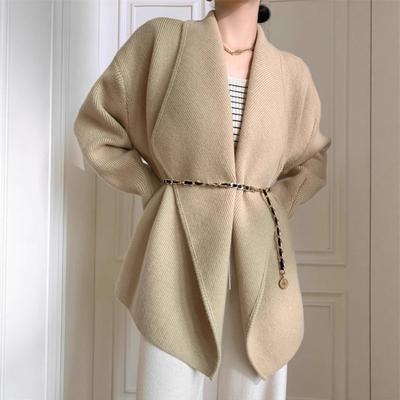 Elegantes Temperament Großer Revers Gestrickter Cardigan Damen Herbst und Winter Neu Locker und Dünn Pullover Jacke