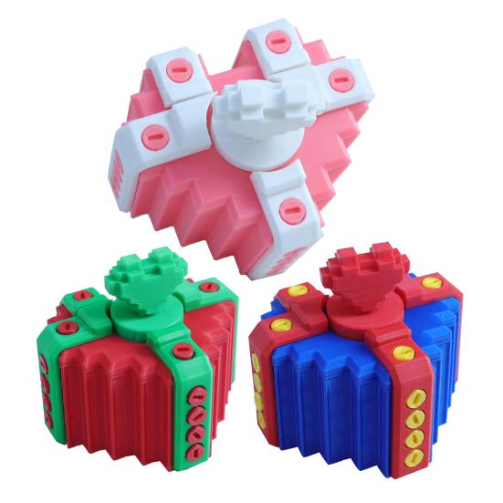 Ärgerliche Geschenkbox mit Schrauben 3D-gedruckte Valentinstags-Herzförmige Geschenkbox Urkomischer Geldkartenbehälter Lustiges Streichgeschenk