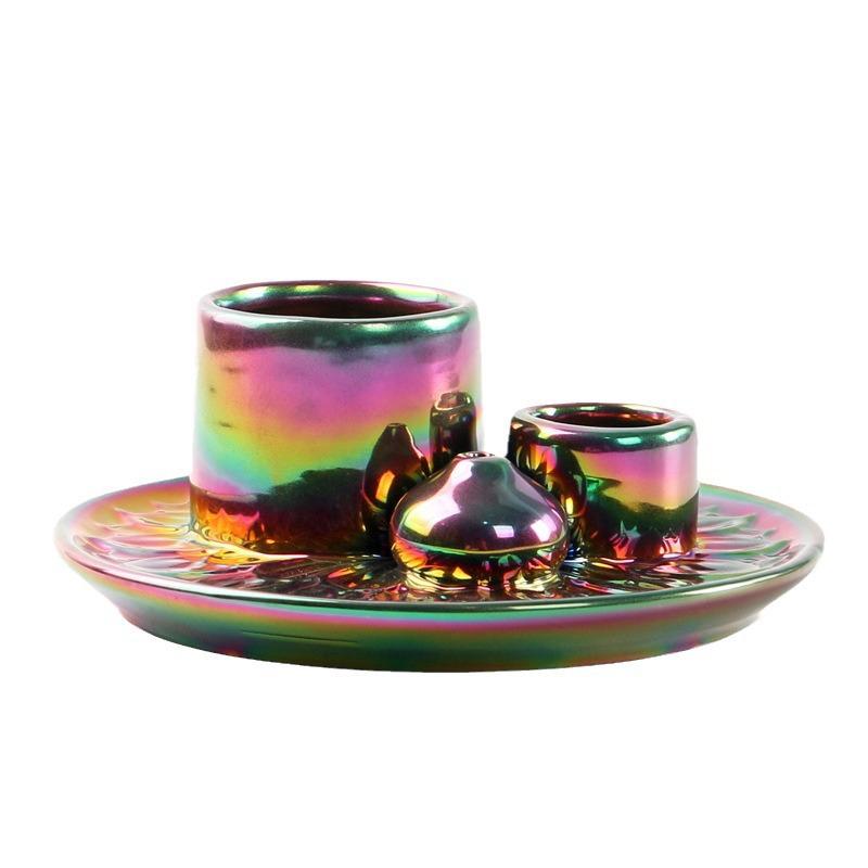 

Палитра цветов Morandi Sage Ornament Поднос из священного дерева для домашнего декора Подсвечник