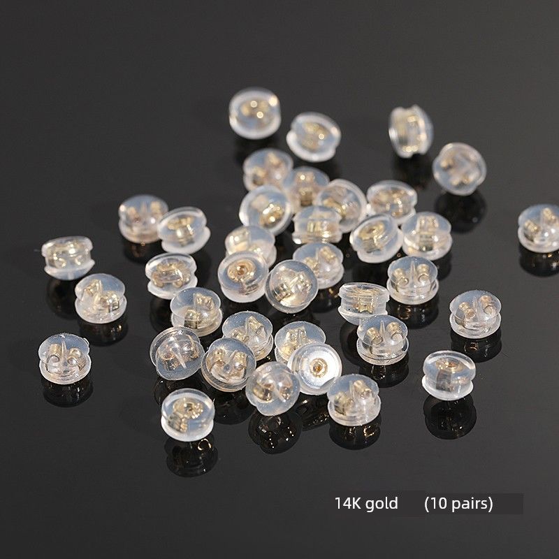 

Super Tight Silicone Earplug Anti-Drop Earrings Female Stud Earrings Back Plug Ear Cap Accessories Anti-Lost Drop Neutral Earrings Fixing Plug 14K gold [10 pairs]]