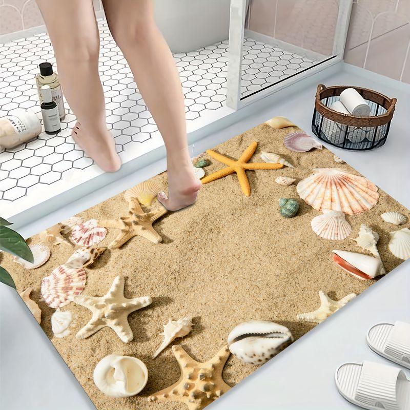 Ocean Coastal Bath Mat Non Slip Floor Entrance Carpets Super Absorbent Rug Home Indoor Living Room Bathroom Decorative Doormats