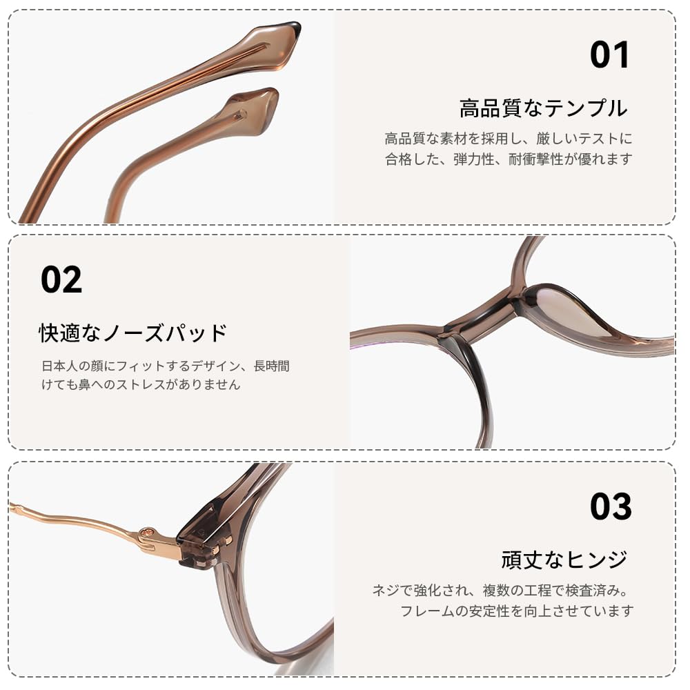 Stylish Reading Glasses with Blue Light TR Elegant Simple UV Round B1690 [FEISEDY] Women's Blocking, Lightweight, Material, Design, Protection, Shape,