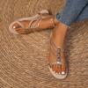 Women's Summer Round-Toe Non-Slip Comfortable Flat Sandals Fashionable Golden Style Best-Selling Plus-Size Casual Footwear