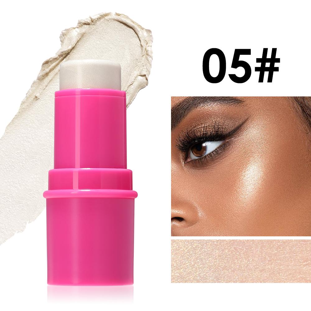 Julystar Makeup Stick, Contour Highlighter Blush Stick for Face, Shimmer High Light Stick, Creamy Natural Face Shaping Contour Brightening Blush Stick