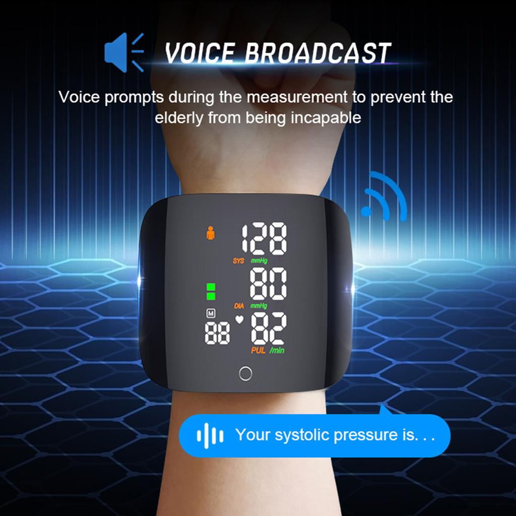 Blood Pressure Monitor Contact Screen Three-color Display Wrist Measurement Two-person Memory