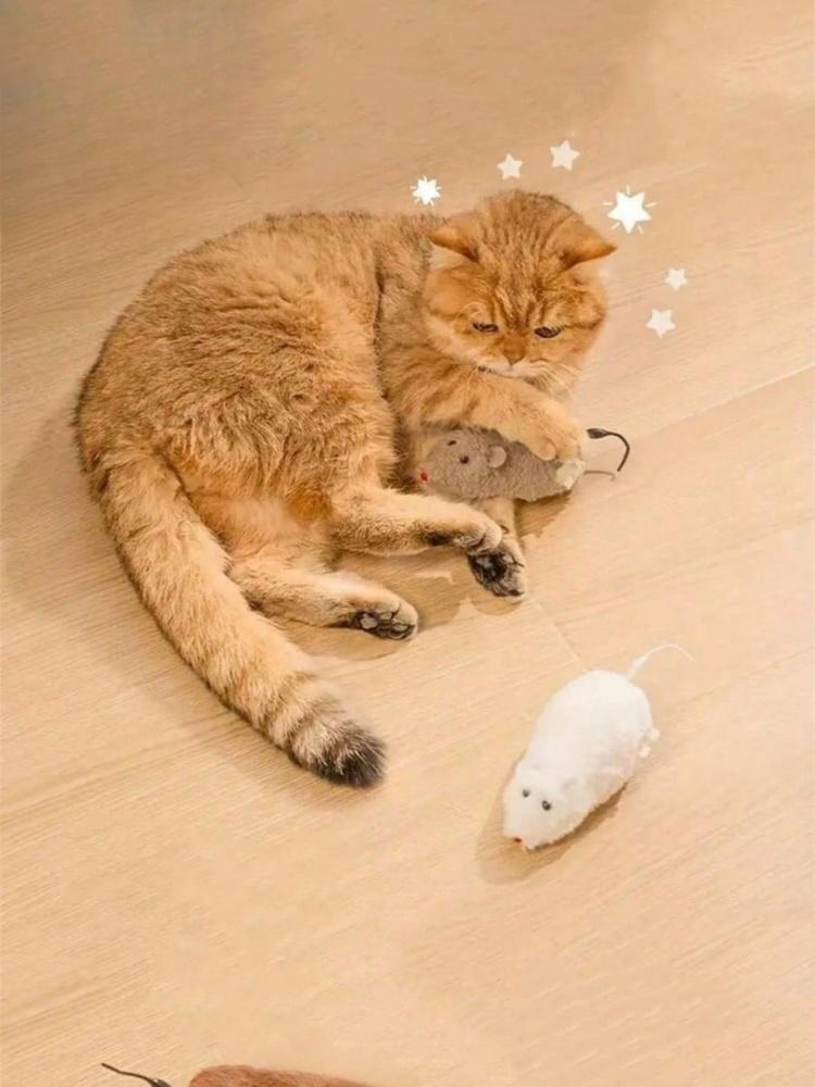 4 Color Cat Toys Wind-up Plush Mouse Toy for Cats and Dogs - Mechanical Movement Cloth Mouse, No Batteries Required