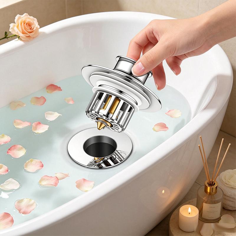 American Popular Bathtub Bounce Core Drain Copper Bathtub Bounce Shower Electroplating Tub Drain (Silver,Brass) серебряный