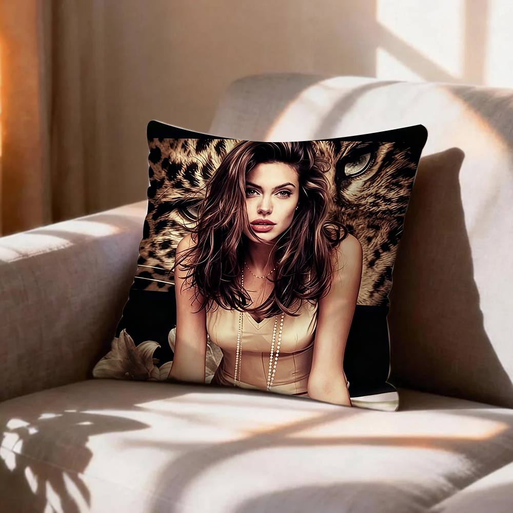 ActorAngelina JJolie Voight Pillow Case Pattern Printed Pillowcase For Living Room Sofa Cushion Cover