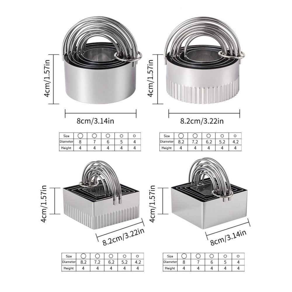 5pcs Lace/Straight Edge Biscuit Mold 5 Sizes Sandwich Mold Stainless Steel Cookie Cutter Set  Scone