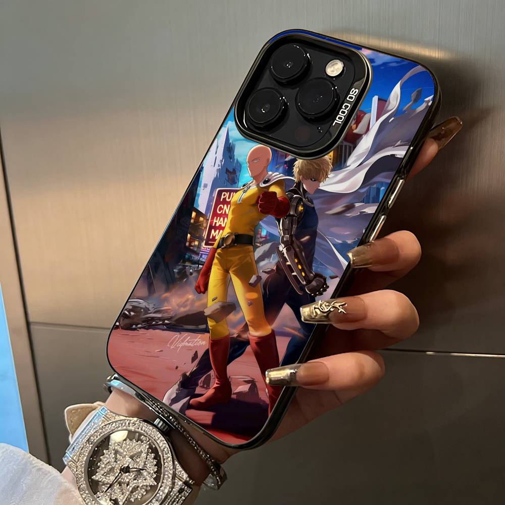 O-P-M-One-Punch -Man For iPhone 17 16 15 14 13 12 11 Pro Max XS  17 Air Silicone Colored Silver Bumper Cover