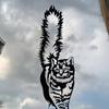 Freestanding Metal Cat Garden Stake Abstract Rustic Iron Sculpture Indoor Outdoor Lawn Decor Sturdy Durable Yard Patio Decoration Gift Cat Lovers