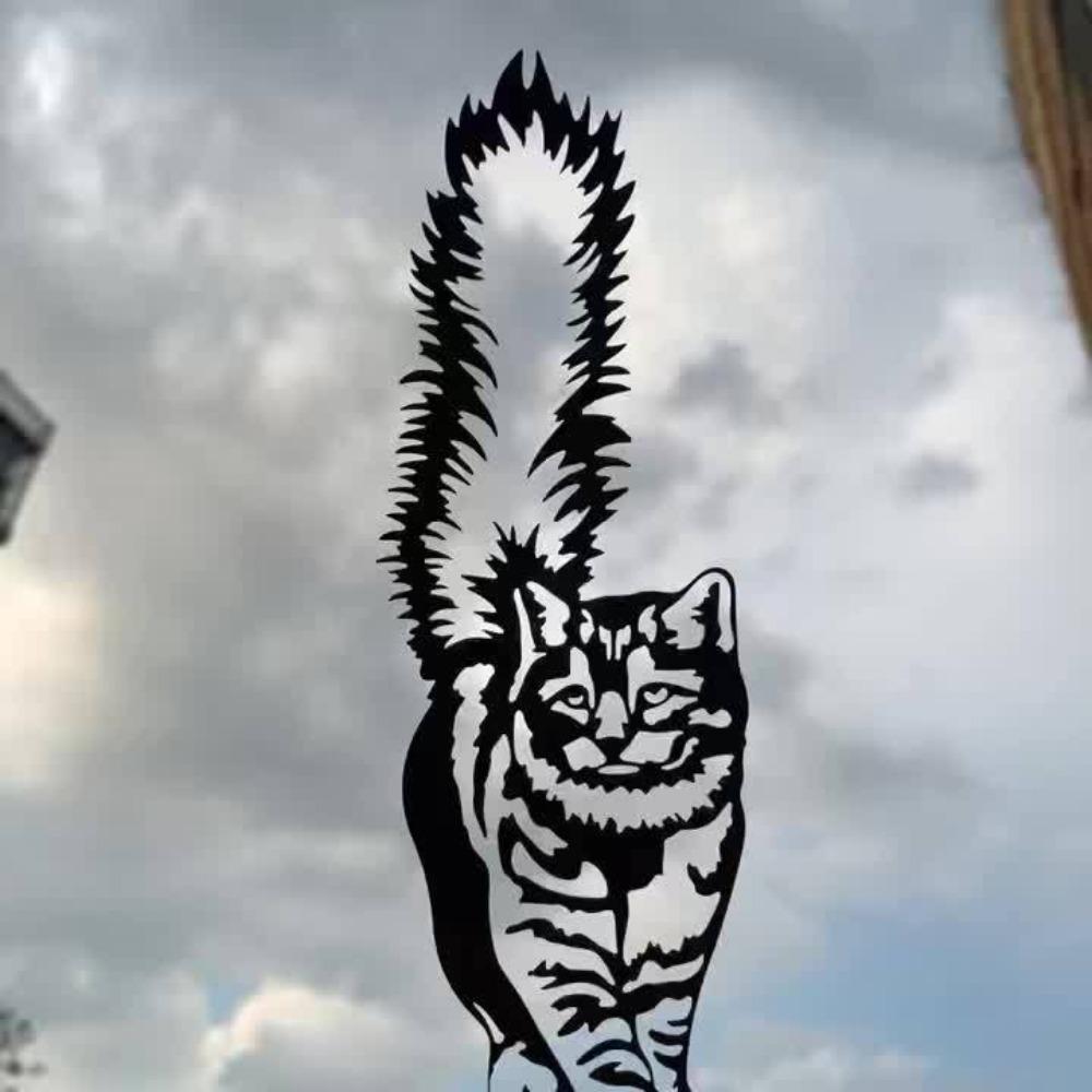 Freestanding Metal Cat Garden Stake Abstract Rustic Iron Sculpture Indoor Outdoor Lawn Decor Sturdy Durable Yard Patio Decoration Gift Cat Lovers