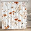 1Pc Autumn Wildflower Shower Curtain - Polyester Fabric, Machine Washable, With Hook, Suitable For Bathroom Decoration