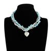 Elegant and Simple Heart-shaped Pendant Necklace, Fresh and Sweet Turquoise Imitation Pearl Necklace, Women's Daily Dating Jewelry Accessories