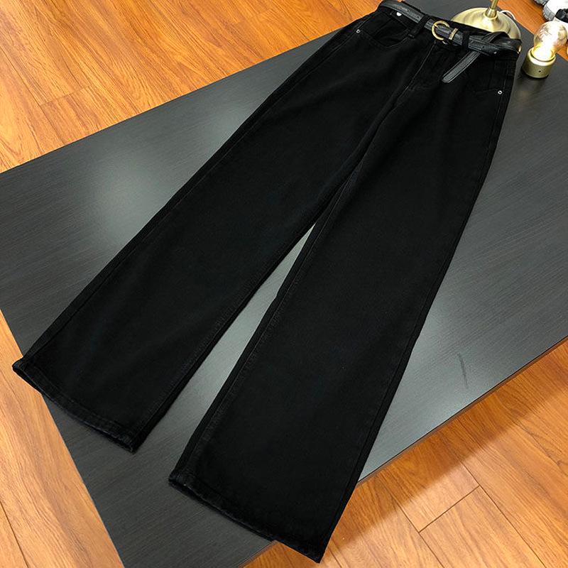 Women's High-Waist Slimming Wide-Leg Jeans - Celebrity Style, Loose Fit, Casual Streetwear
