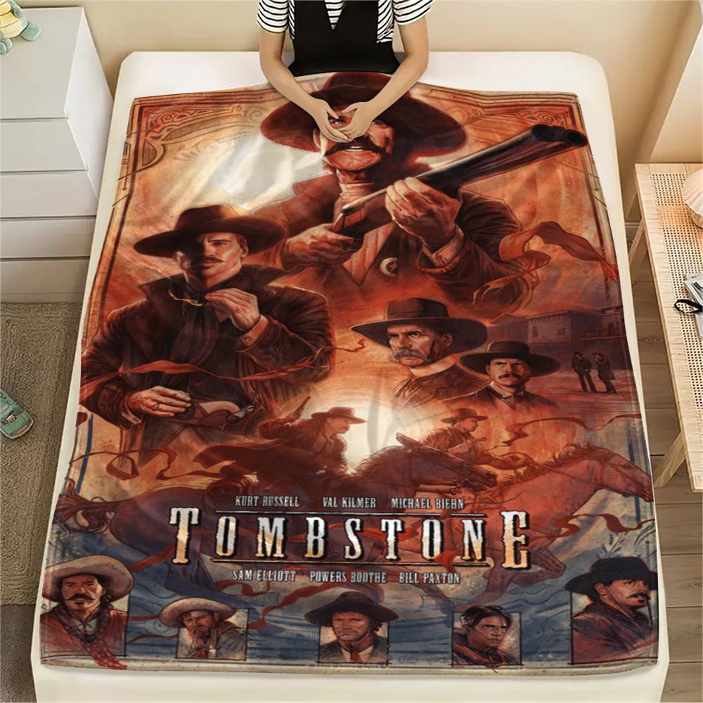 1PC Tombstone Movie Print Flannel Blanket, High quality Comfortable for All Seasons, Home Decor, Warmth and Comfort, Perfect for Christmas Gifts225