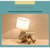 Nordic Solid Wood LED Bedside Night Light - Robot Table Lamp