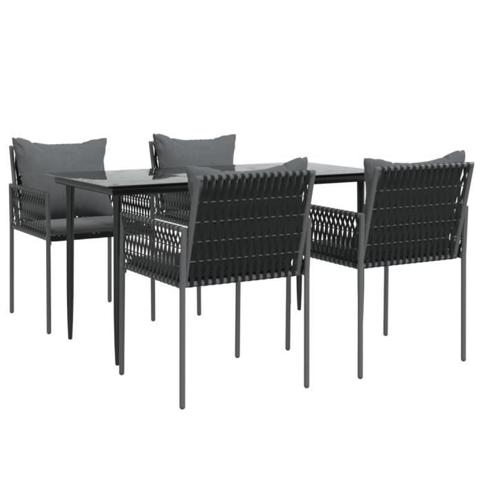 VidaXL Ensemble à manger de jardin 5 pcs coussins résine tressée acier 3187055