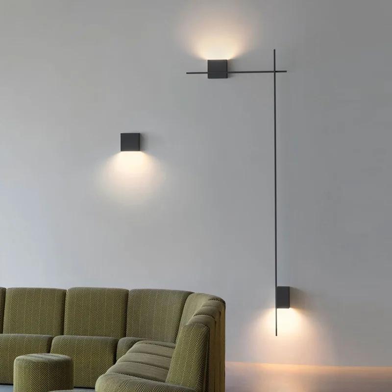 Vintage Wall Lamp Simple Designer Long Strip Square Lamp Living Room Background Wall Deco Light Hotel Corridor Black Wall Light