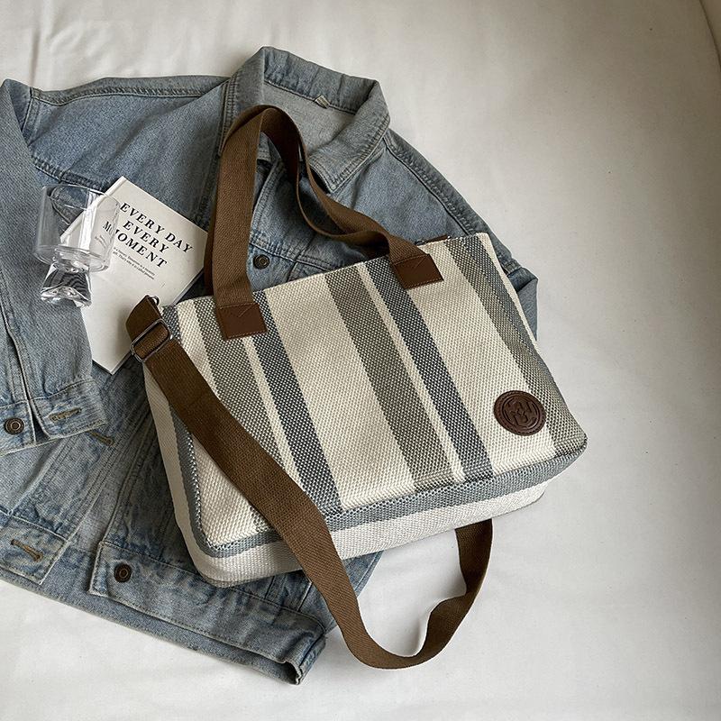 

Сумка для поездок на работу Женская сумка большой вместимости Новая повседневная сумка для занятий для студенток Холщовая сумка-тоут через плечо серый