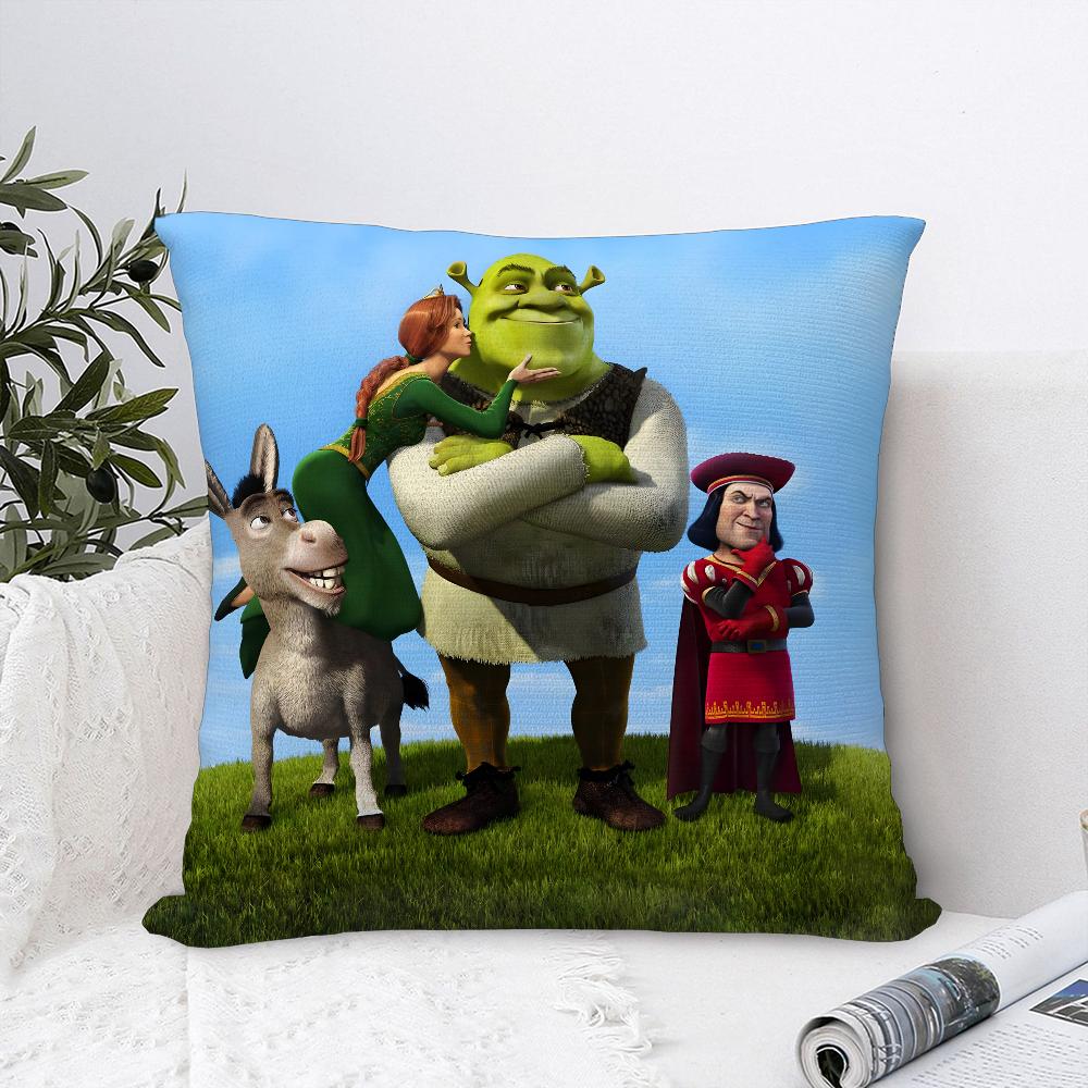 Federa Cuscino Divertente S-Shrek Film Fantasy Decorazione Divano Casa Stampa Fronte/Retro Peluche Quadrato Copricuscini Decorazione Cuscino