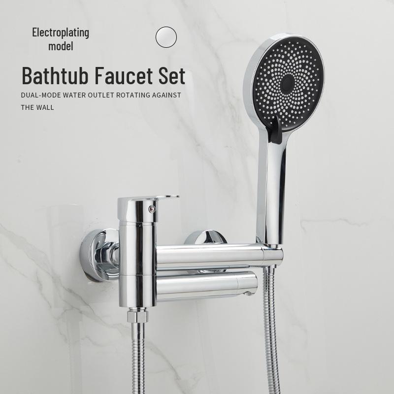 Black Brass Bathroom Bathtub Faucet Set with Shower Head and Hot/Cold Mixer Valve