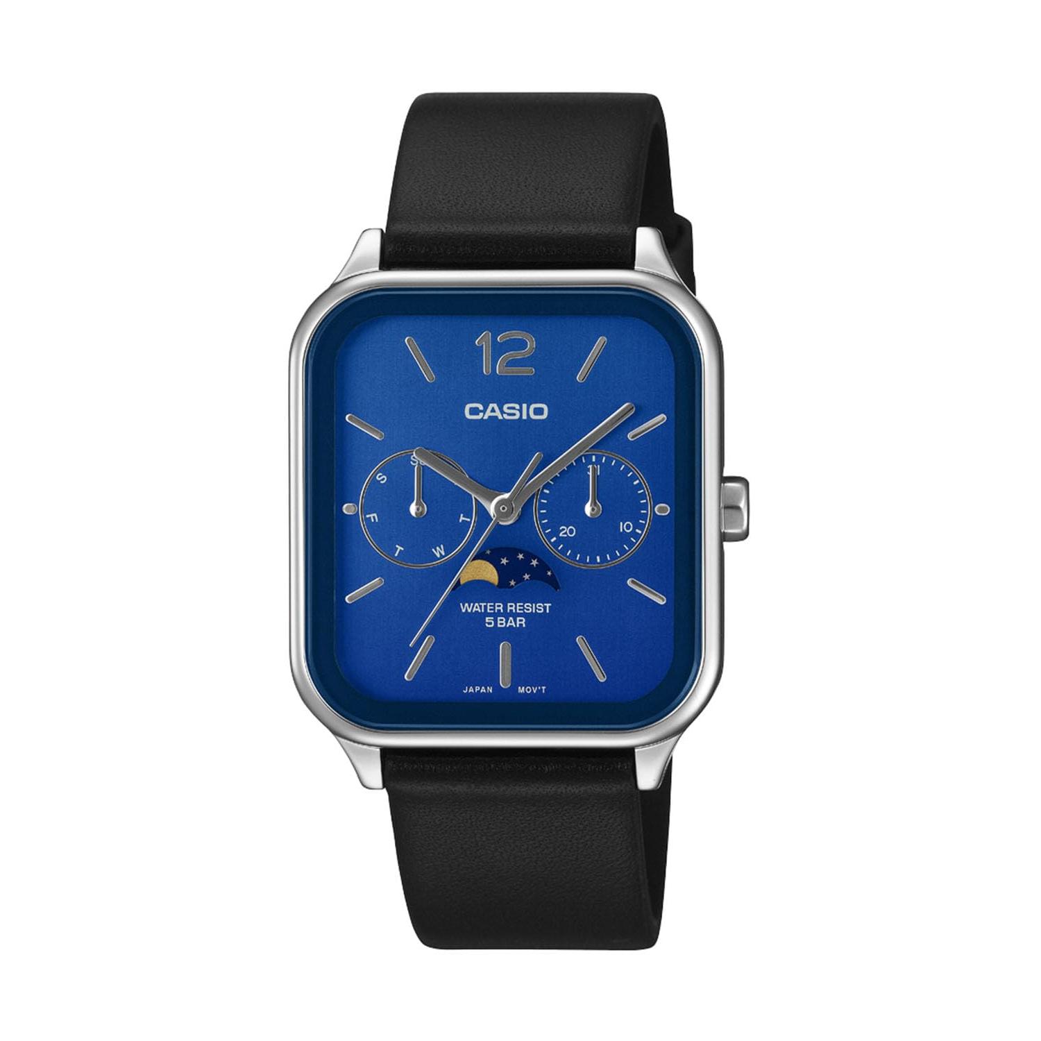 [CASIO] Мужские часы - Casio Collection, Функция фаз Луны, Синий и Черный, MTP-M305L-2AJF, Оригинальная модель из Японии