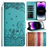 Wallet Cat Embossed Card Slot Magnetic Flip Leather Case For iPhone 16 Pro Max 15 Plus 14 13 Mini 12 11 SE X XS Max XR 8 7