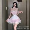 Sexy Lingerie Sweet Pink Little Maid Uniform Seductive Sexy Hollowed-out Suspender Dress Pajamas