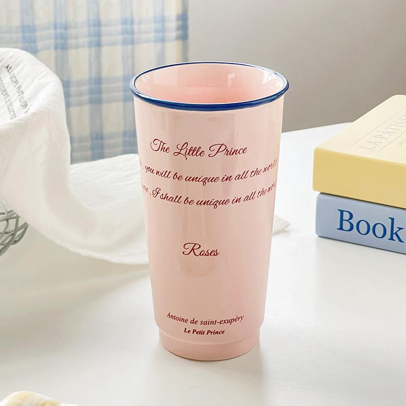 

Керамическая чашка с буквой, подходящая, большая вместимость, офисная чашка для воды, высококлассная, простая, кружка для завтрака, молока About 580ml